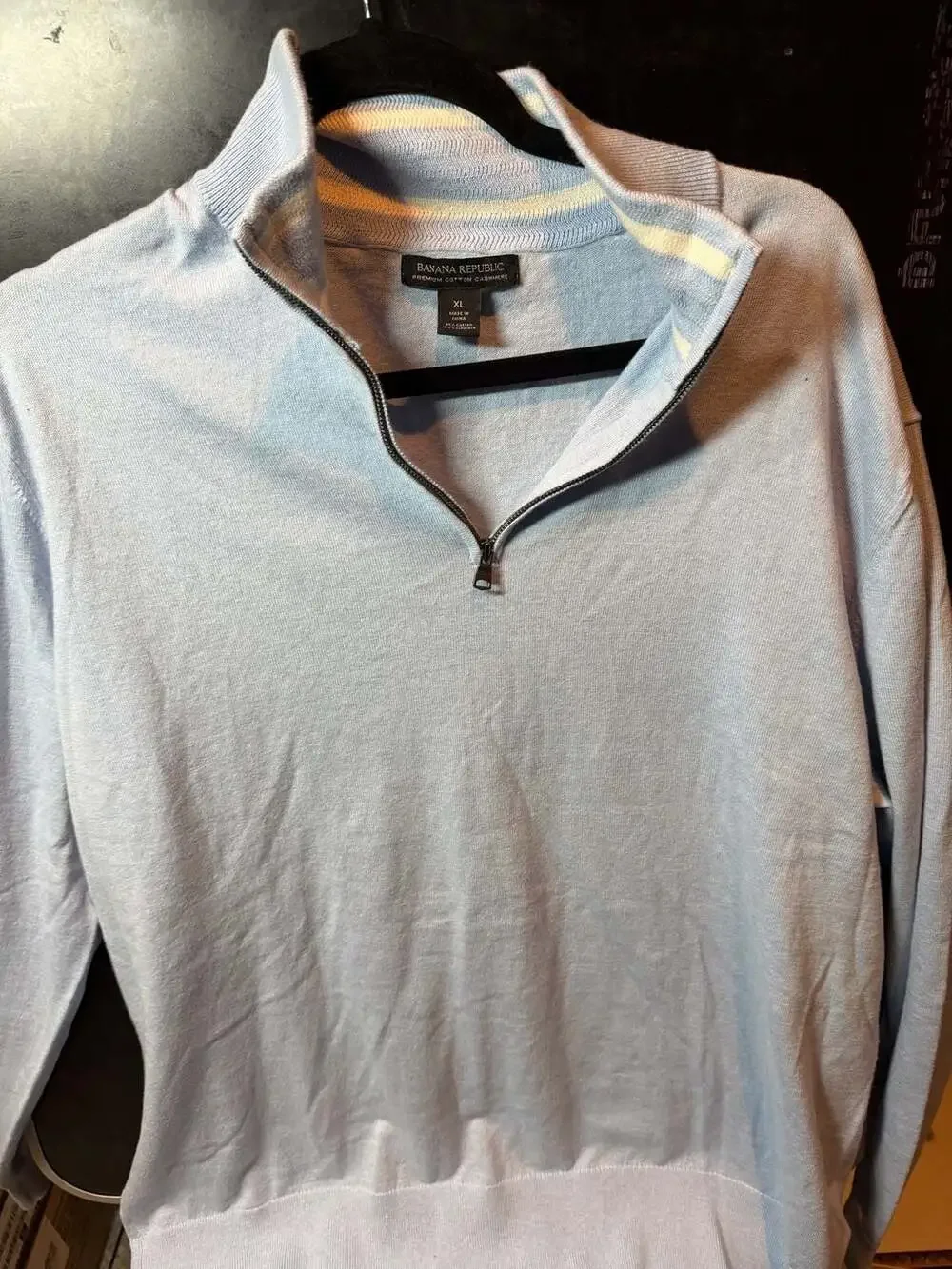 Banana Republic Premium Cotton Cashmere Quarter-Zip Pullover Sweater